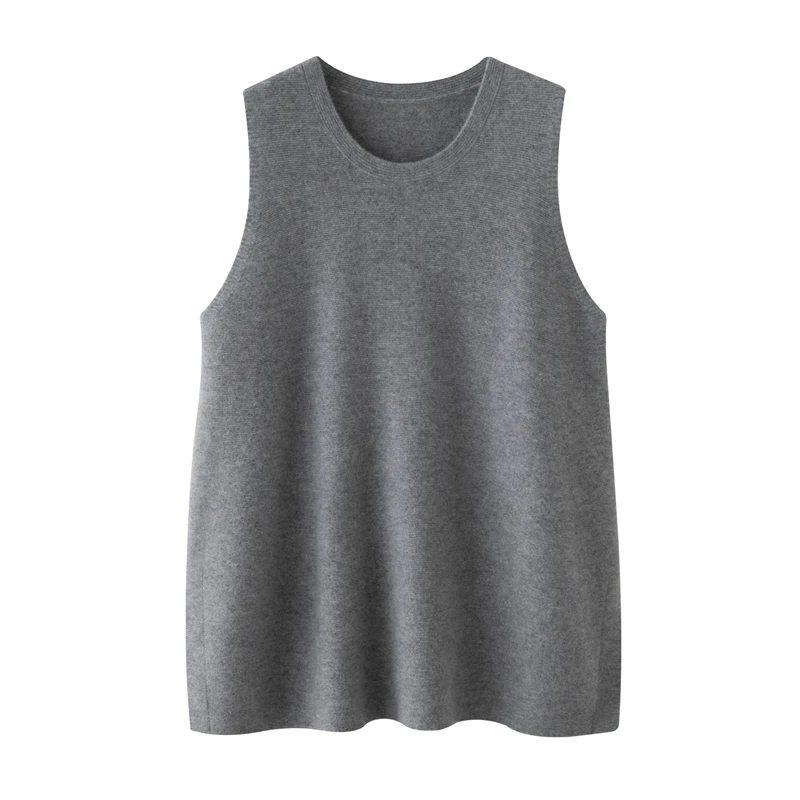 ANGEL 100% Kaszmir Damska Kamizelka Wiosna Jesień Zima Okrągły Dekolt Miękki Sweter Dzianinowy Prosty Casualowy Wygodny Bezrękawnik Koreańskie Bluzki