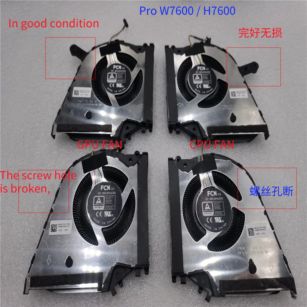 CPU GPU fan for ASUS ProArt StudioBook pro 16 OLED H7600 W7600 FNGJ FNGK DFSCK22D05883B DFSCM22716392B 13NB0TF0M11011  10011 12V