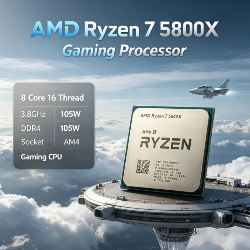 AMD Ryzen 7 5800X Desktop Processor R7 5800X 3.8GHz 8-Core 16-Thread 7nm AM4 32M L3 Type-C