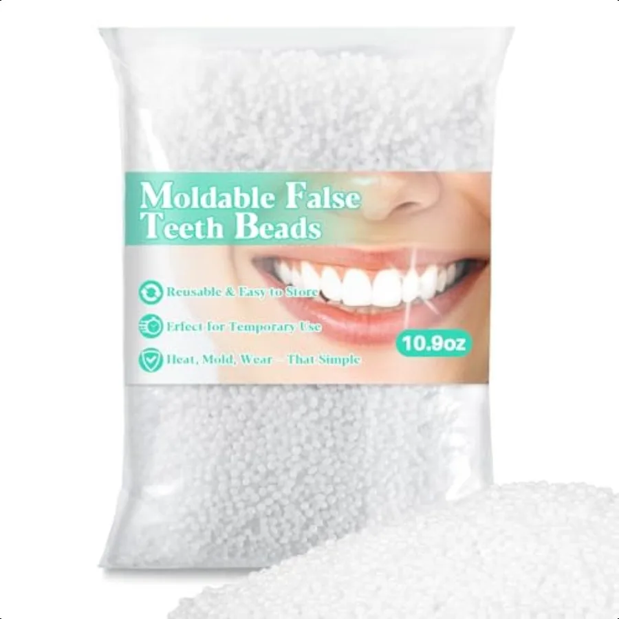 10,9 Unzen thermoplastische Prothesen-Kleberperlen, Zahnreparaturset, Reparatur von Prothesen, passend für thermoplastische Perlen zur Zahnfixierung, teilweise Prothese