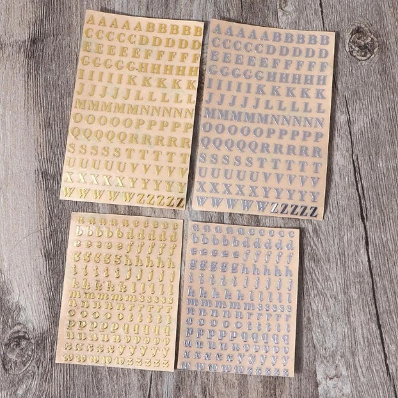 Metal Stickers Uppercase Letter Lower for Case Letters Stickers Adhesive 26 Letters Numbers Stickers