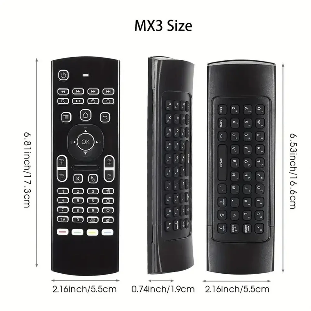 2.4GHz Wireless MX3 Air Mouse Mini Keyboard Voice Backlit Remote Control IR Learning Remote Control for PC Android TV Box