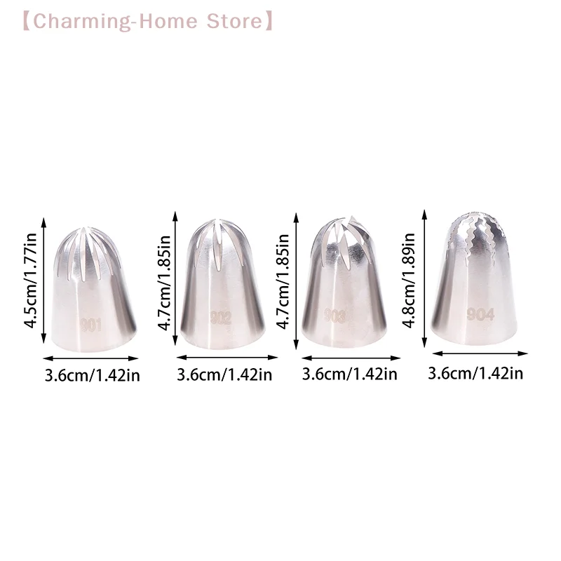 【M】901 902 903 904 Stainless Steel Large Size Close Star Piping Nozzle Cream Icing Tips Cake Fondant Kitchen Baking Tool