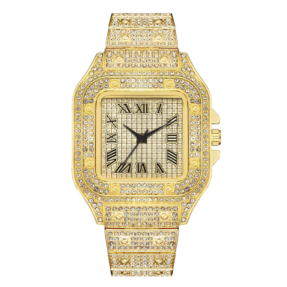 【2024 Luxe Edition】==Roman Numeral Diamond Watch Full Rhinestone Mesh Band Luxury Square Quartz Watch for Women Gift Boxed