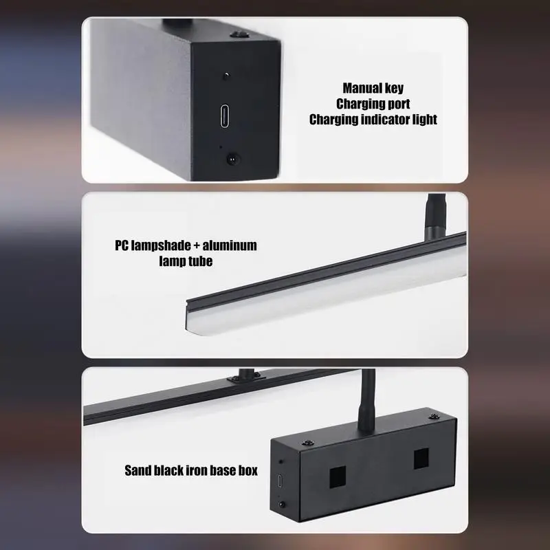 Picture Lights For Wall Wall Picture Light Rechargeable With Remote 3 Color Modes Wireless Dimmable LED Lamp With Timer For