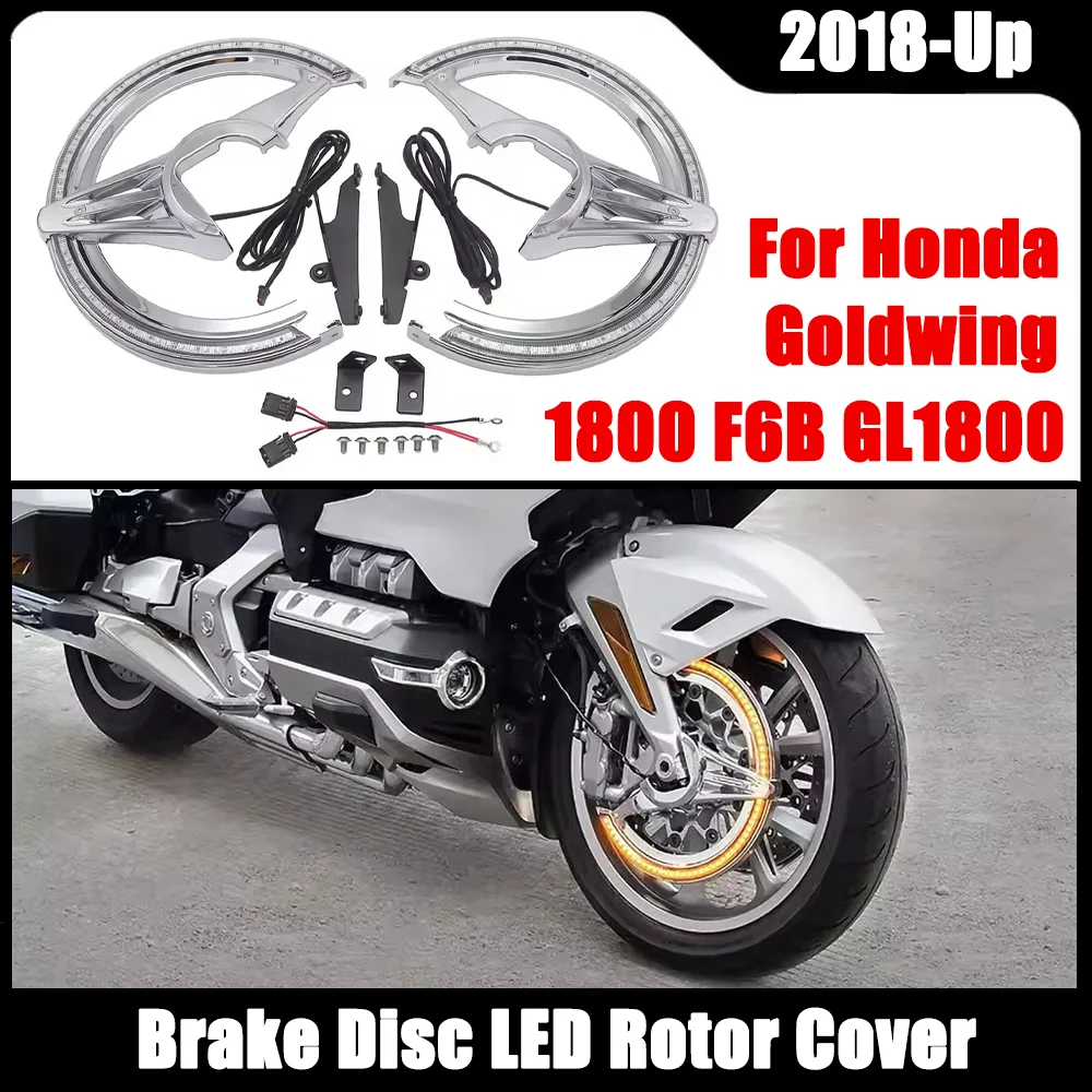 

Black Or Chrome-Plated NEW GL1800 Motorcycle Brake Disc LED Rotor Cover For Honda Goldwing 1800 F6B GL1800 2018 +UP