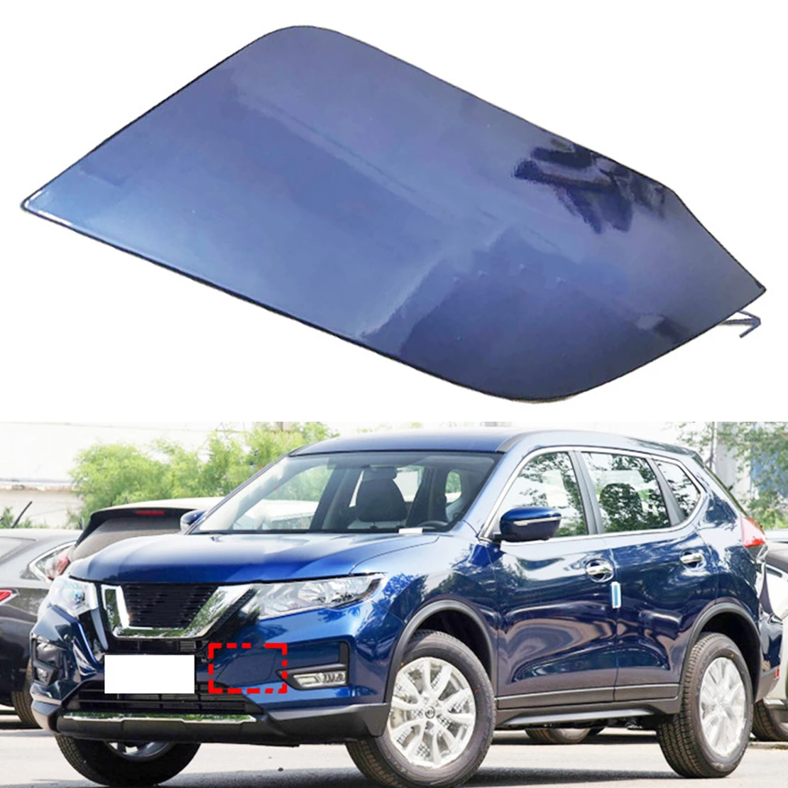 

622A0-6FL0H Car Front Bumper Tow Cover Hook Eye Cap Blue Decoration Fit for Nissan Rogue X-Trail 2017 2018 2019 2020