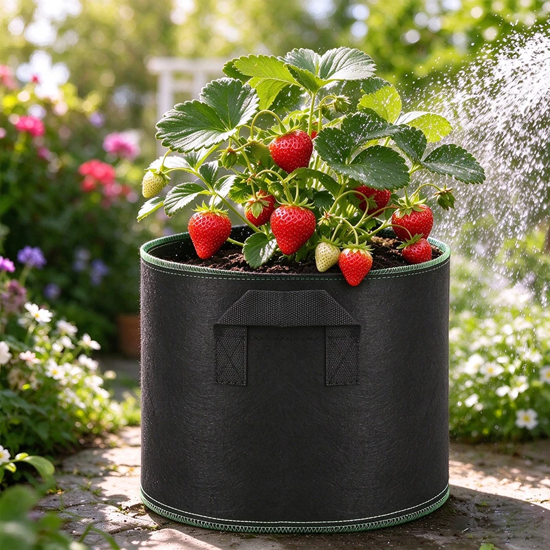 Foldable 3/5/7/10 Gallon Fabric Grow Bag With Sturdy Handles Reusable Planter For Small‑Scale Home Vegetable Flower Planting