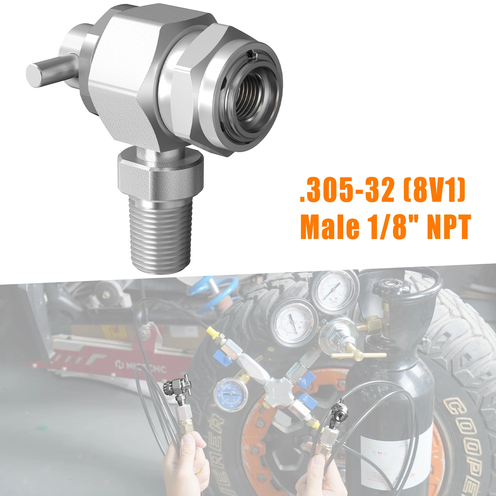 

For Polaris RZR Schrader Valve 1/8" NPT Male Nitrogen Filling Valve UTV No Loss Air Chuck Valve Adapter Fitting .305-32 8V1