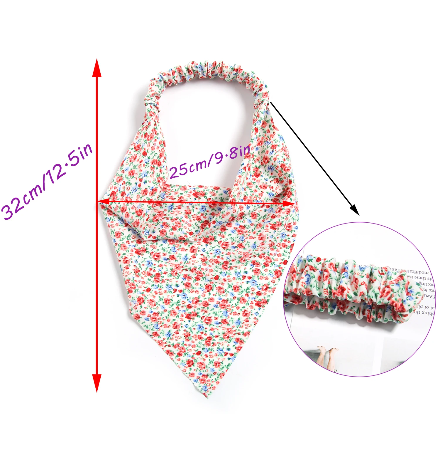 New Fashion Korean Floral Print Triangl Hair Scarf Bohemia Women Girls Scrunchies Hair Scarf Elastic Hair Bands Hair Accessories