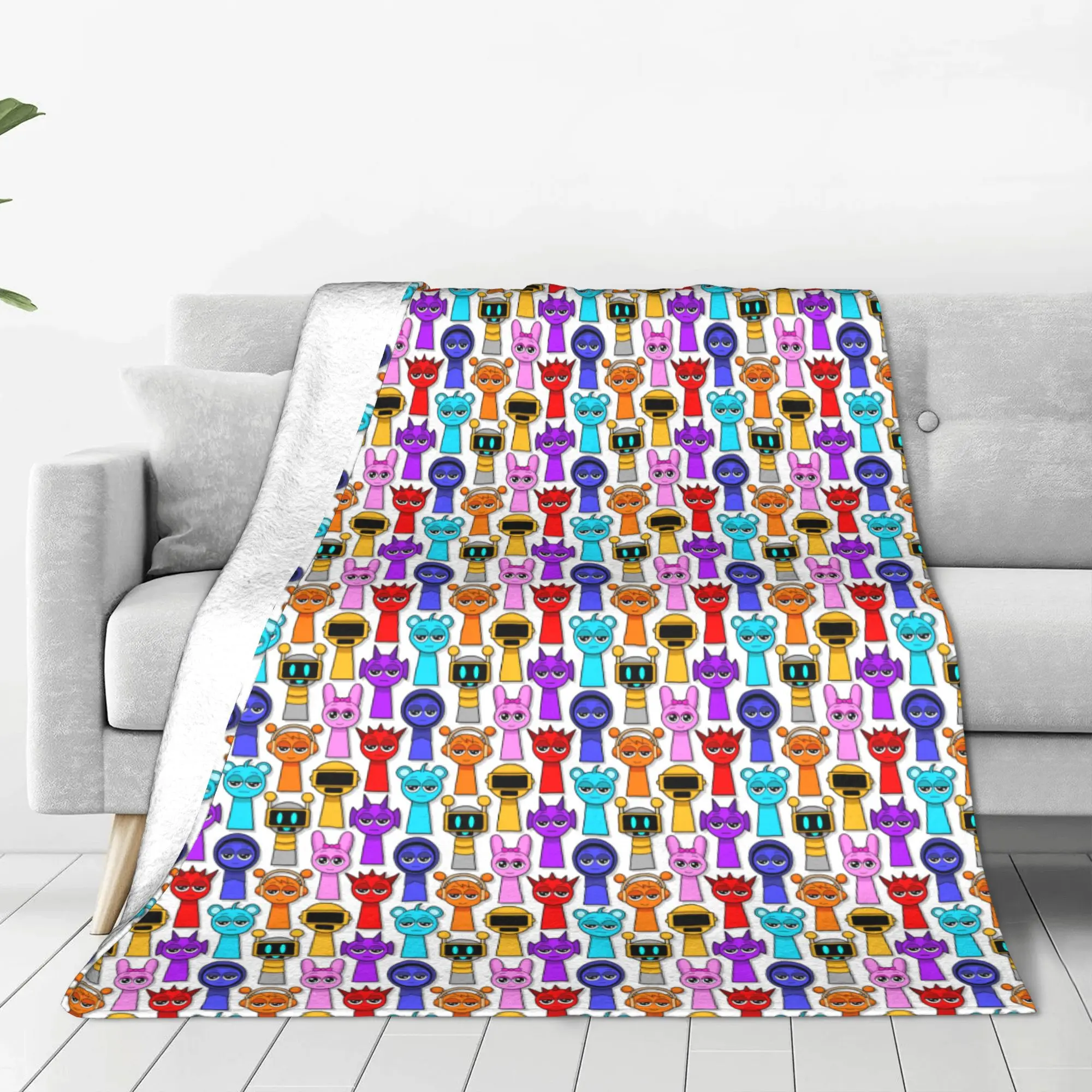 Cartoon Sprunkis Game Blanket Flannel Summer  Multi-function Warm Throw Blanket for Bedding Travel Plush Thin Quilt,