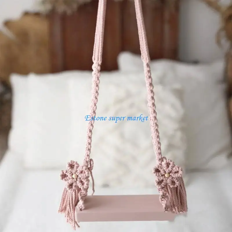 090B Wooden Swings Seats for Newborn Boys Girls Photography Props Swing for Baby