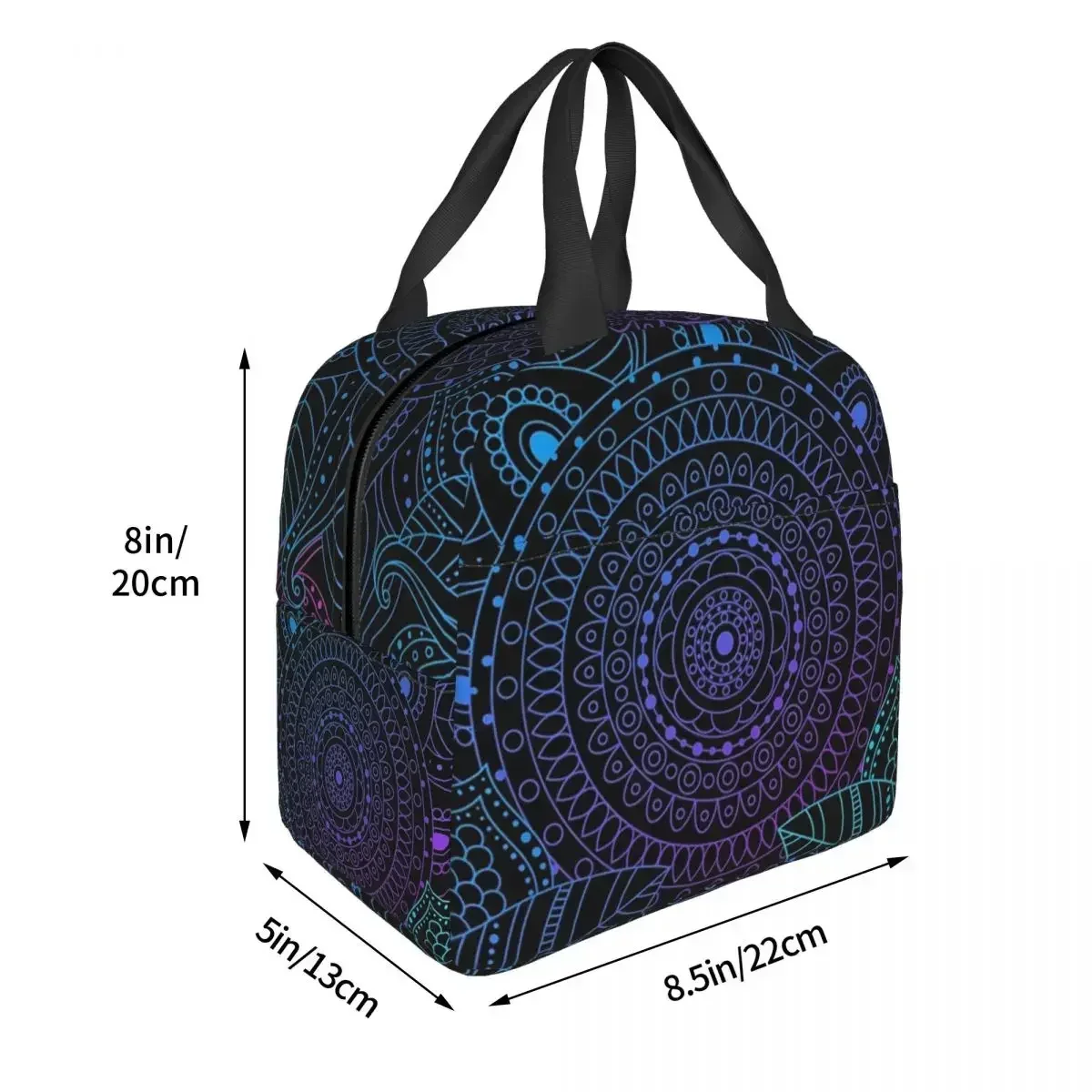 Lunchtassen voor dames Kinderen Jungle Night Mandala Thermische koeler Waterdichte school Boheemse Boho Canvas Tote Voedselopbergzakken