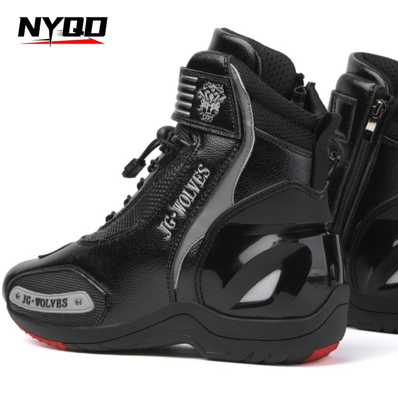 

Motorcycle Shoes Men Off-road Adventure Motocross Low Boots Retro Black Riding Shoes Rubber Sole Waterproof Motorcyclist Shoes