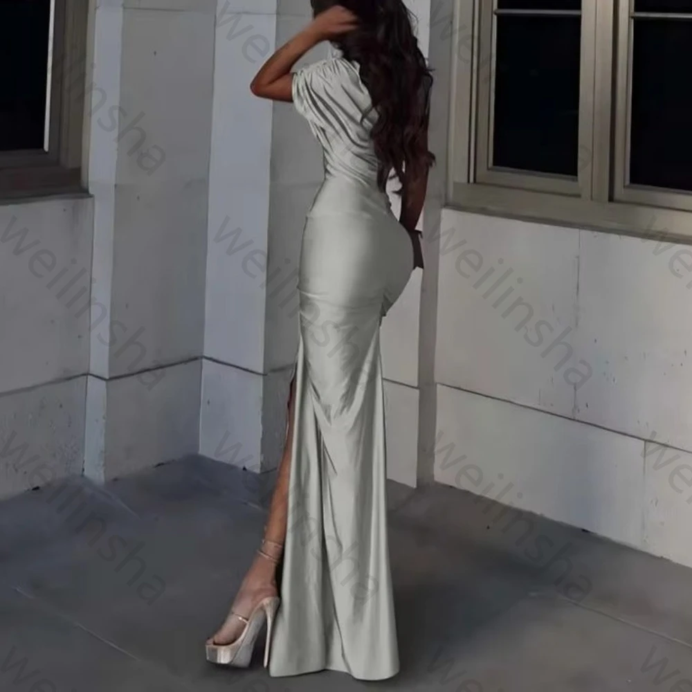 Sexy Unregelmäßige Aushöhlen Abendkleider Elegante Kurzen Ärmeln Falten Promi Kleid Hohe Qualität Prom Party Kleider Angepasst