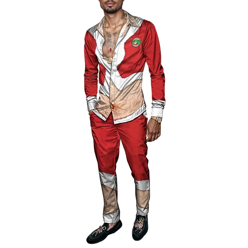 

Ropa Hombre Весенний мужской комплект рубашек с рождественским принтом, модный колобок, комплект из 2 предметов, мужской комплект со снеговиком, легкий вечерние с длинными рукавами