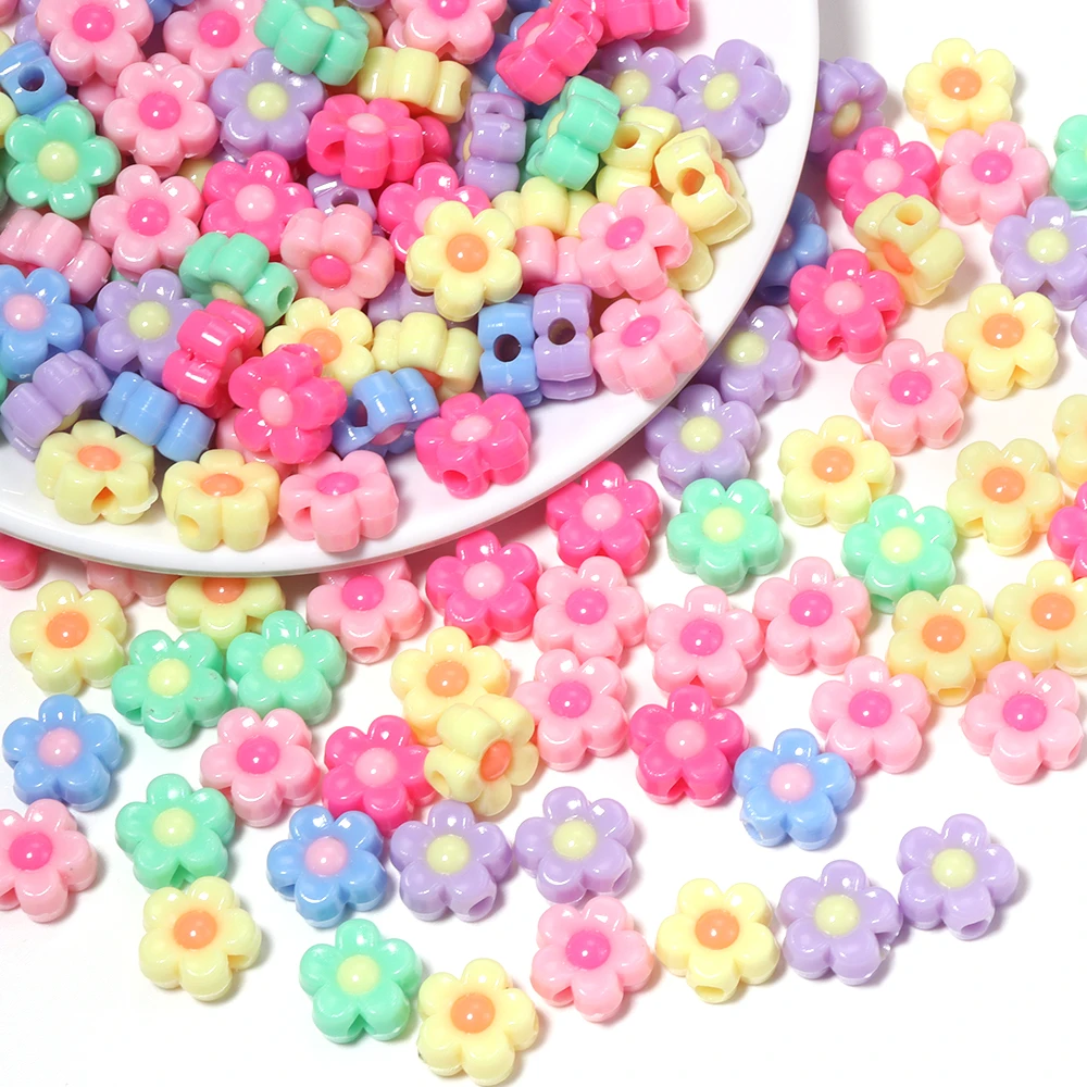 100pcs/lot 12mm Multicolor Acrylic Flower Spacer Beads For Jewelry Making Bracelet Necklace Earrings Charm Diy Craft Accessories image 6
