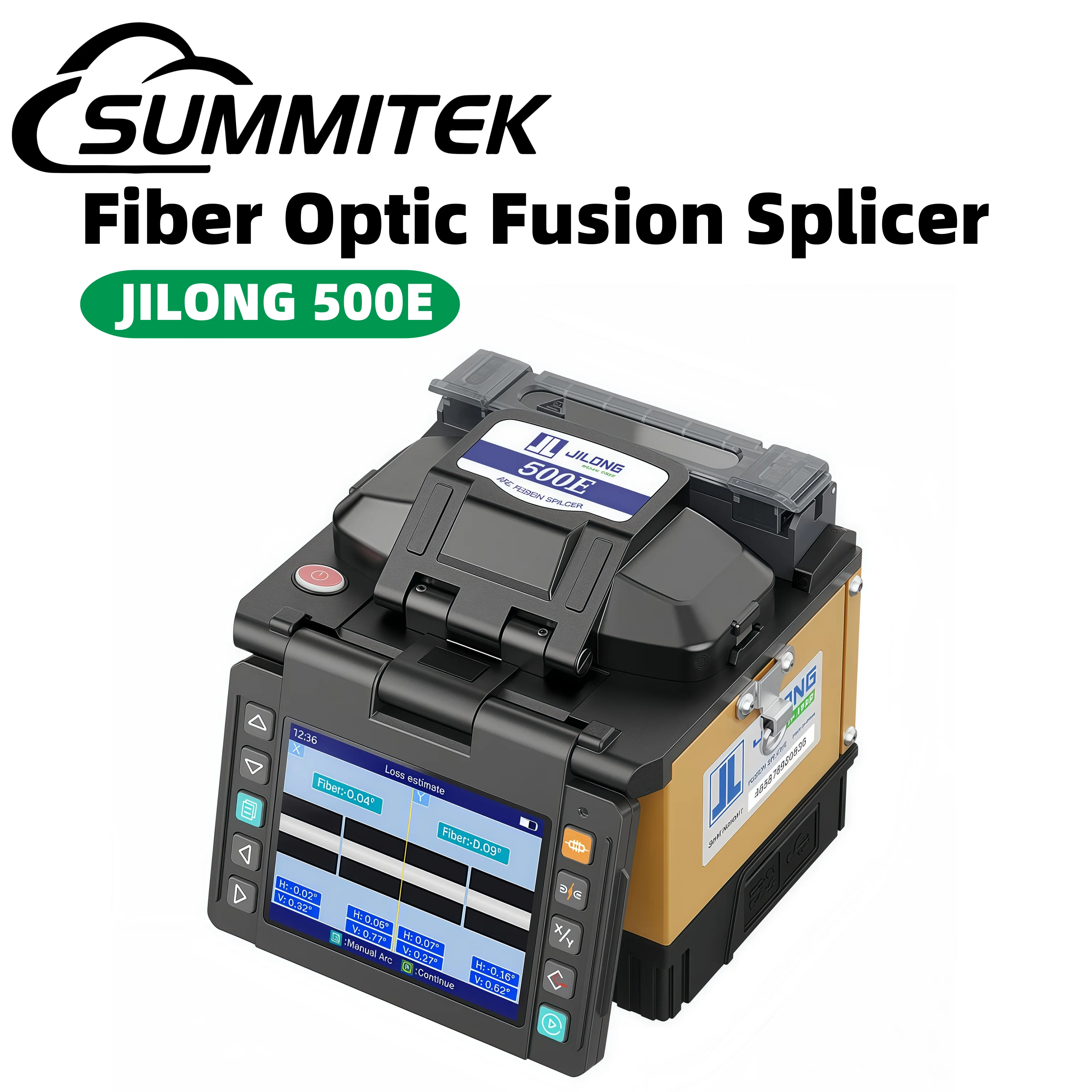 

SUMMITEK JILONG 500E Мини-волоконно-оптический сварочный аппарат 3,5-дюймовый ЖК-дисплей Выравнивание сердечника Выравнивание обшивки Время плавления 8 секунд