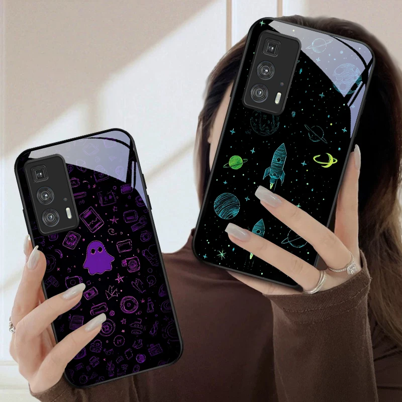 Violet Star River Pattern For Motorola Moto Edge 20 Lite 30 Pro 40 Neo 50 Ultra G14 G22 G24 Power 34 G35 X30Pro Glass Phone Case view 3