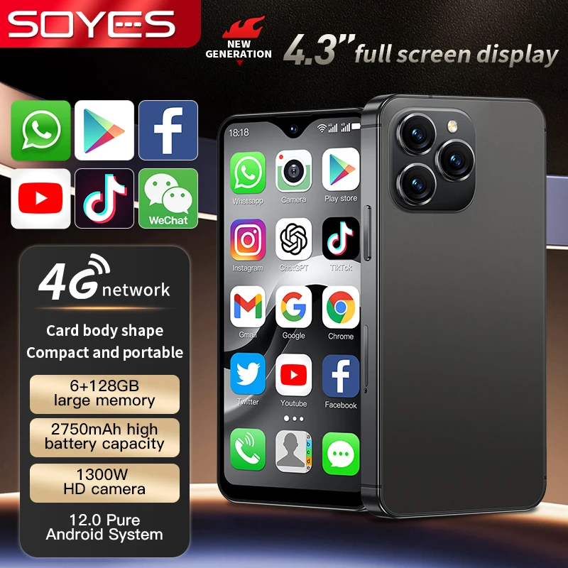 ONEMYTH F9 Max LTE 4G Mini Smartphone 4.3'' Screen Metal Body Octa Core HD Camera WIFI Android Mobile Cell Phone 2750mAh Battery