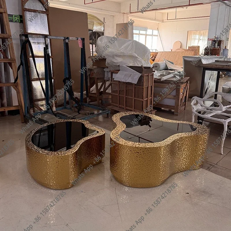 j Luxury Design Sense Irregular Special-shaped Wavy Pattern Personalized Coffee Table Combination Design Sense Creative Art Styl
