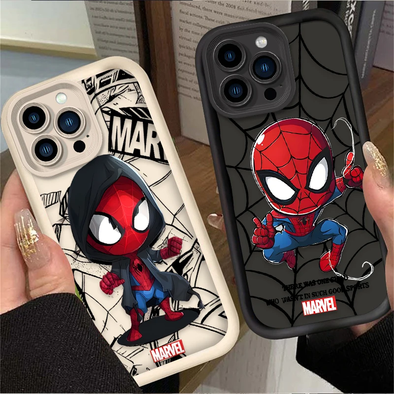 Funda de Marvel Spider Man para iPhone, carcasa protectora de silicona suave a prueba de golpes para modelos 16, 15, 14, 13, 12, 11 Pro Max, XS, X, XR, 8, 7, 6S Plus, SE 2020