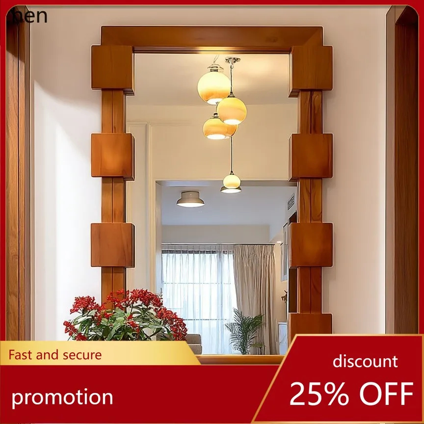 

HXL Solid Wood Full-Length Mirror for Home Wall-Mounted Entryway Irregular Shaped Dressing Mirror Wall Hanging