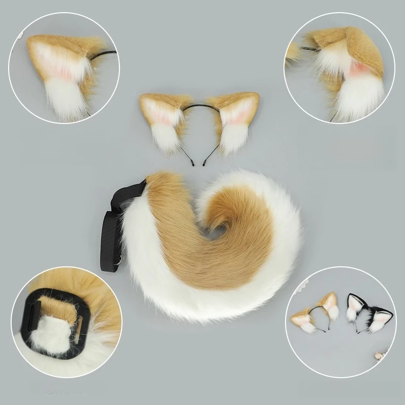 

Parent-Child Dog Ear and Tail Costume Set for Halloween, Family Party Cute Animal Cosplay Photo Prop