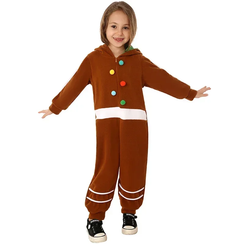 2024 nuovo arrivo adorabile unisex Capodanno vacanza cosplay bambini Natale tuta bambino costume da uomo di pan di zenzero