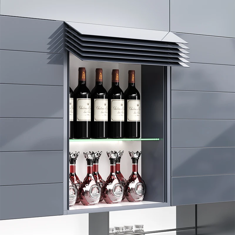 Motorized Louver Lift Kitchen Cabinet Intelligent Wall-Mounted Electric Shutter Storage System