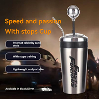 500ml Fast and Furious 9 Creative Gearshift Cup with Straw and Lid Rocker Shift Style Water Cup, Portable Gear Lever Cup