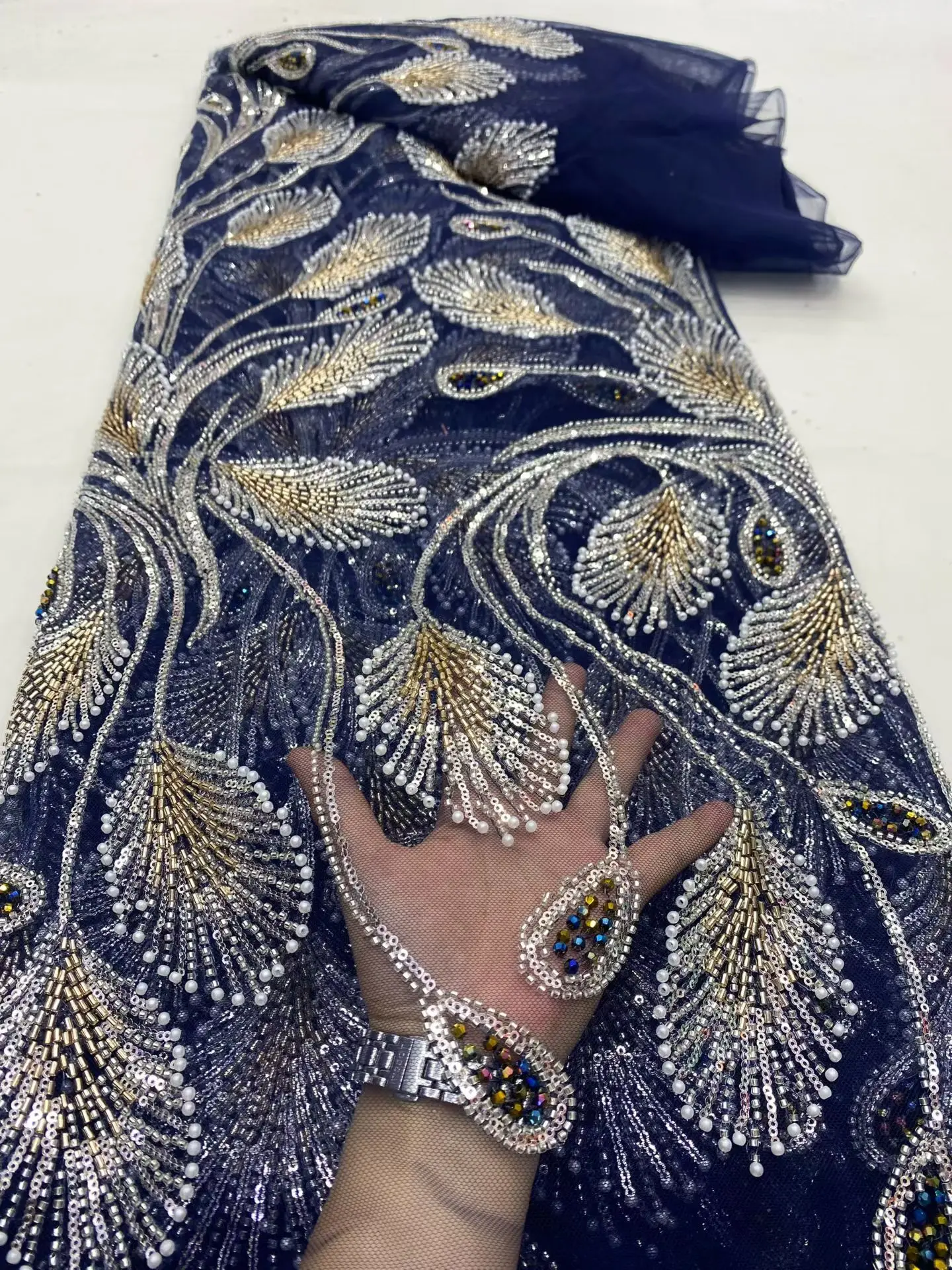 

African Lace Fabric 2025 High Quality Lace Sequins Nigeria Order Lace Fabric French Tulle Lace Fabric FJ4129