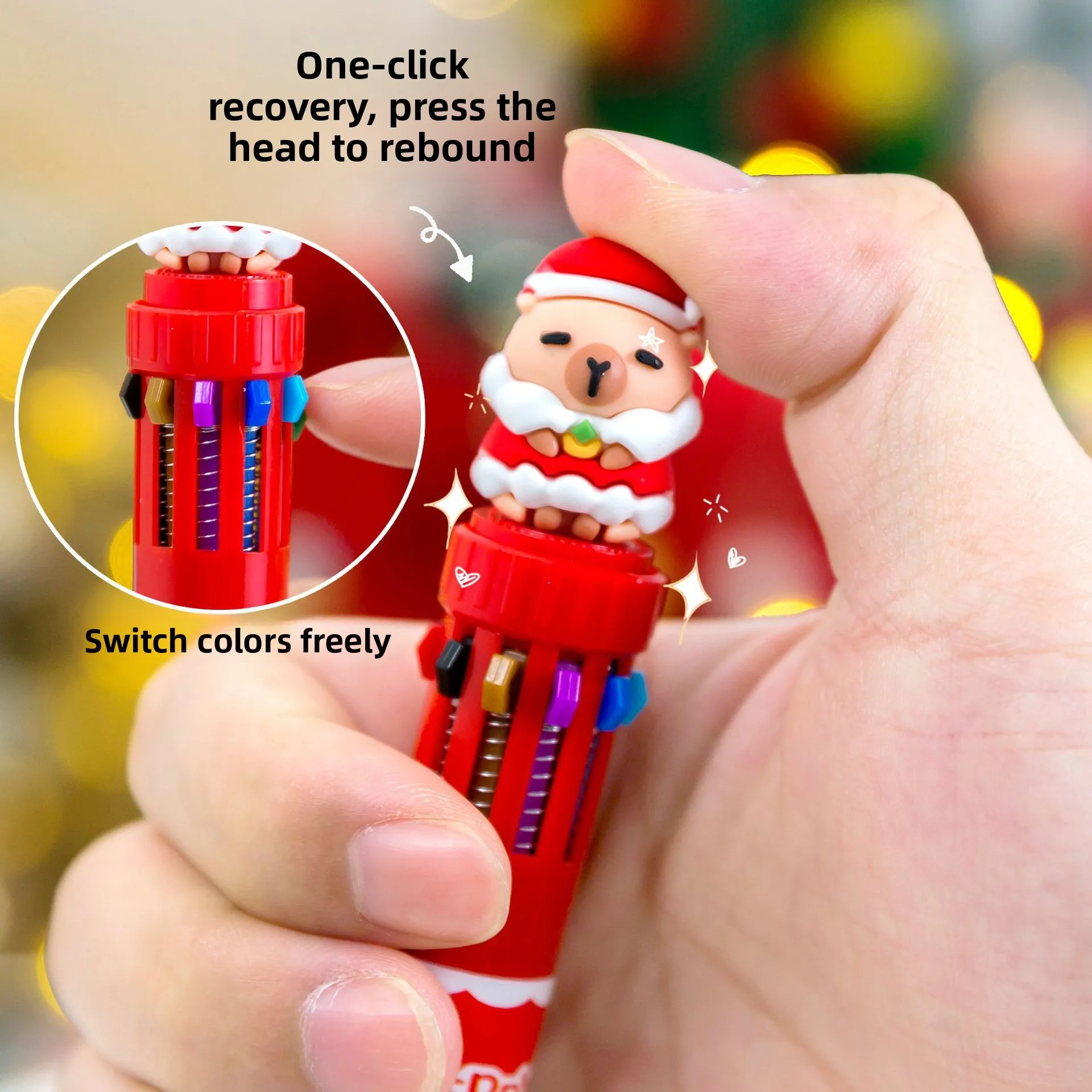 12 قطعة عيد الميلاد كابيبارا عشرة ألوان أقلام حبر جاف لطيف طالب الملونة كتيب دفع عيد الميلاد القرطاسية الهدايا العودة إلى المدرسة