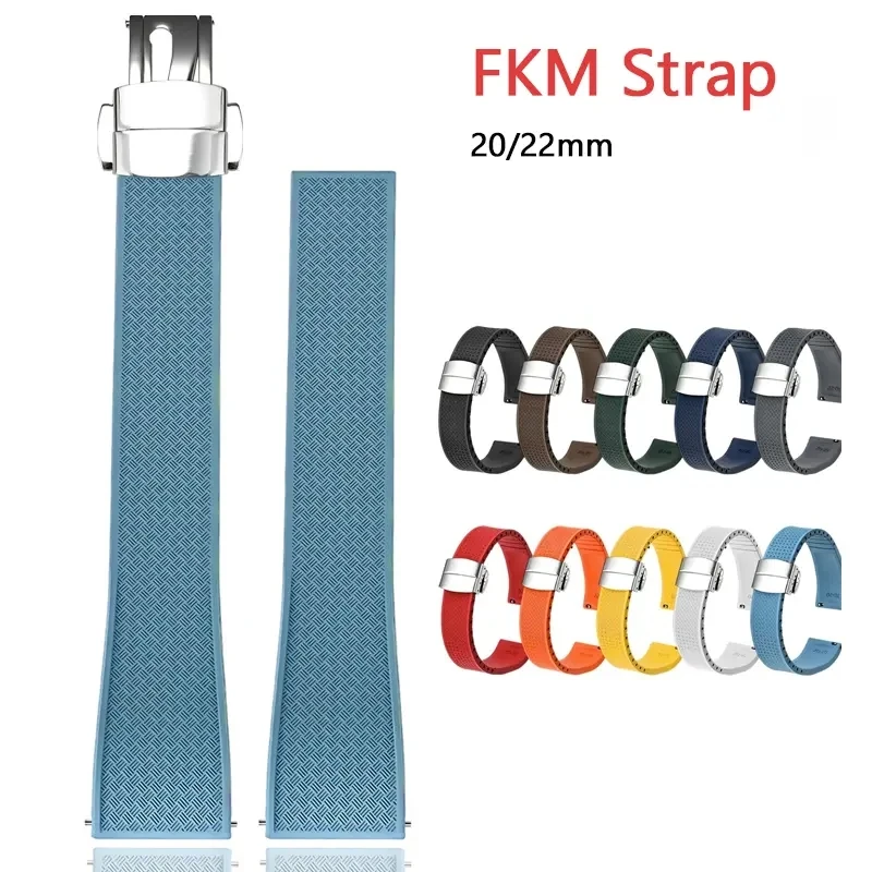 

Fluoro Rubber Watch Band FKM Tropic Strap 20mm 22mm Butterfly Buckle Quick Release Universal Replace Belt Bracelet for Men Women