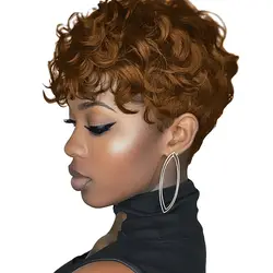 Short Pixie Wigs for Black Women Short Black Curly pixie Wigs Synthetic Hair Wigs for Black Women Natural Wavy Black pixie Cut