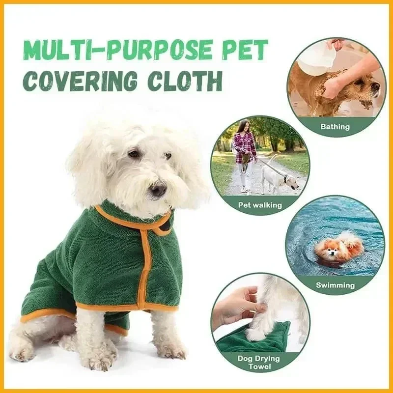 New Dog Bathrobe Microfiber Quick Drying Bathrobe Bath Towels for Small Medium Large Dogs Cats Pet Clohtes Coat Dog Accessories