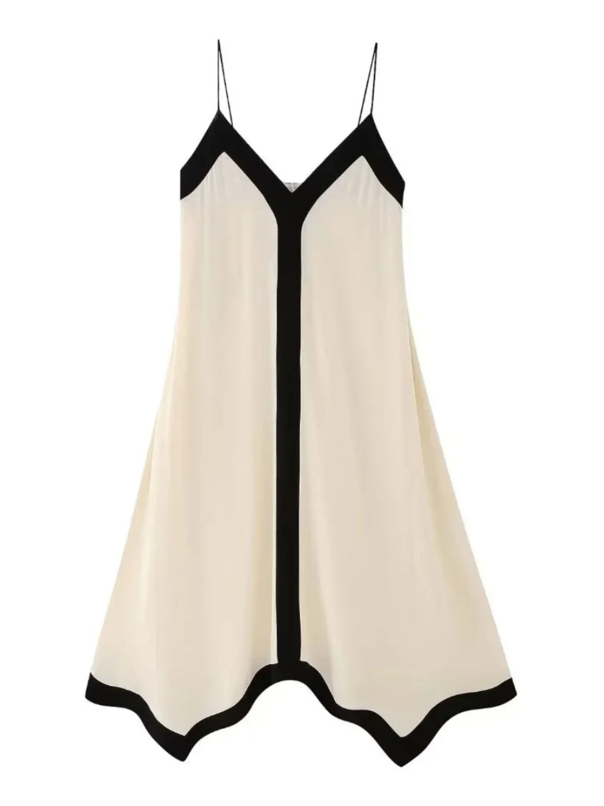 فستان فضفاض مخطط بدون أكمام وياقة على شكل V للنساء، تنورة طويلة واسعة الساق بتصميم مرقع، فستان على شكل حرف A بأسلوب الشارع، م... #5