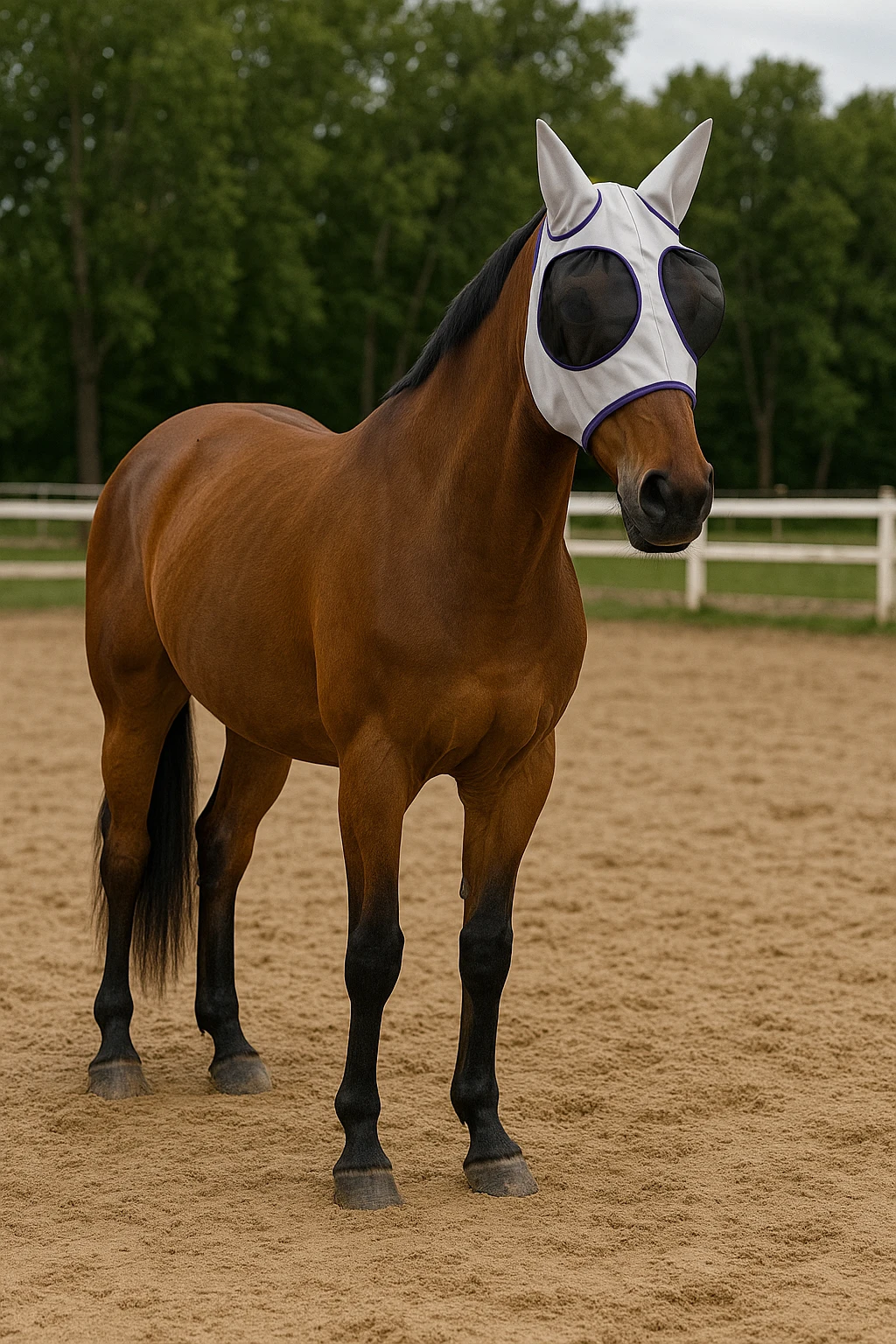Horse Face Mask Comfortable Breathable Adjustable Size Face Cover Equestrian Supplies Mosquito Repellent Headgear Washable Mask