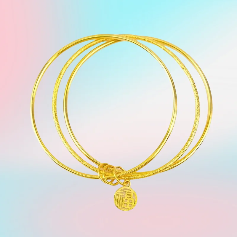 

new 9999 Real Gold 24K Xiaofu Brand Sansheng III Bracelet, Fu Brand Three Circle Bracelet