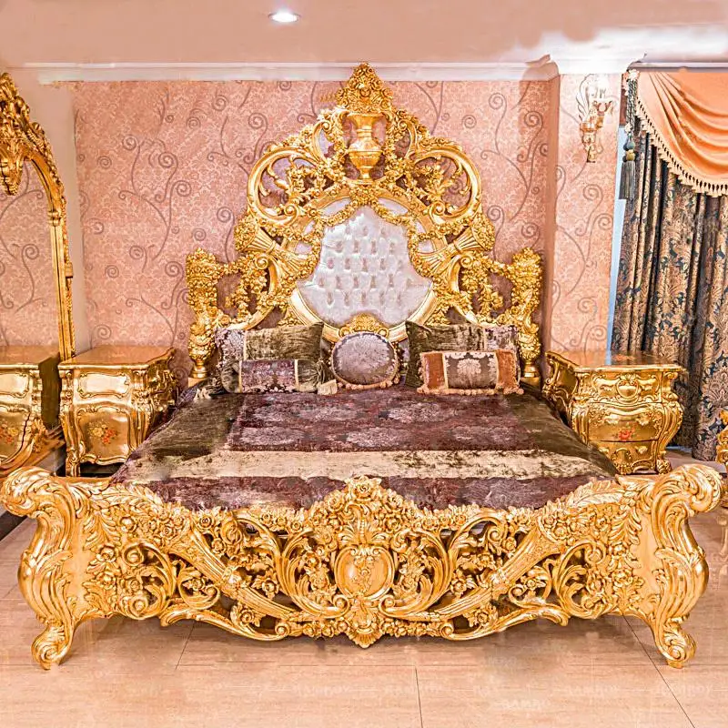 +European Solid Wood Bed Castle Designer Adult High Quality Sleeping Princess Bed Art Unusual Aesthetics Muebles Home Muebles
