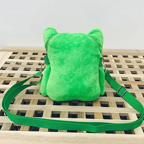 Kreativ tecknad axelväska söt grön groda crossbody-väska kvinnor axelväska ins flicka plyschväska handväska 6 best sales grön väska - №1