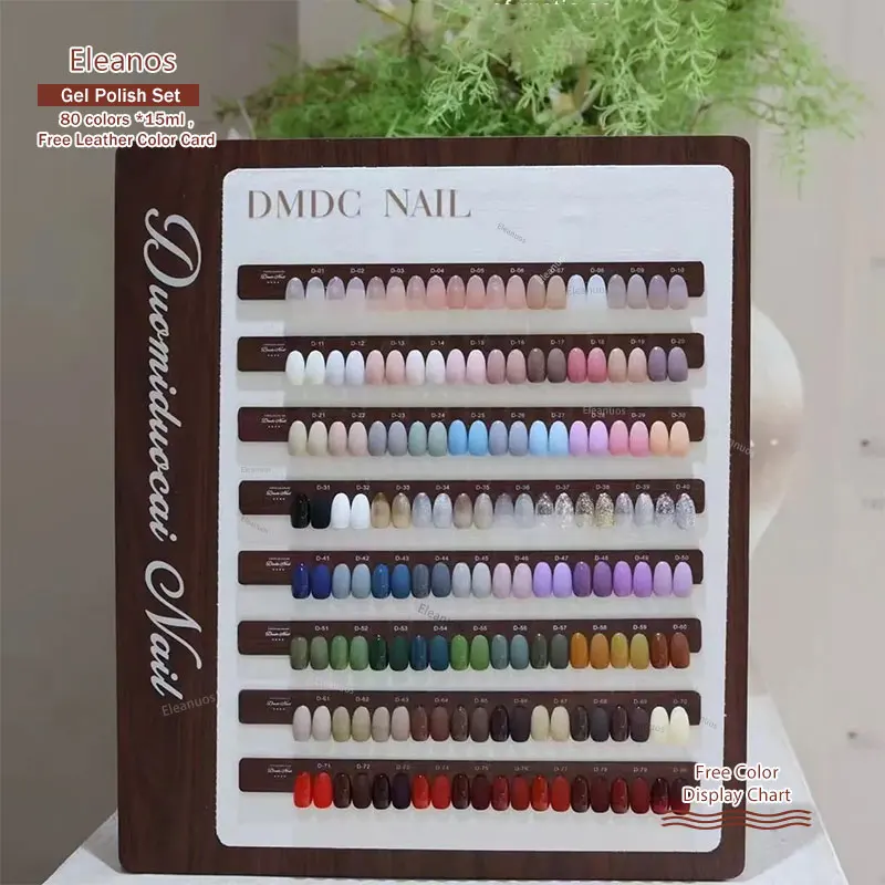 Eleanuos 80 Uds 15ML juego de esmalte de uñas en Gel con tarjeta de Color barnices de Gel semipermanentes imprimación UV LED pulido uñas arte Gel salón