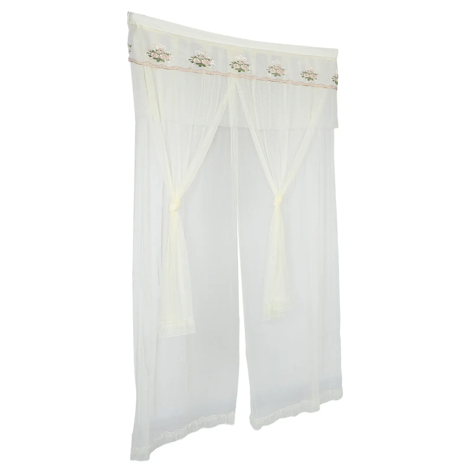 Lace Door Curtain Breathable Elegant Self-Adhesive No Drilling Privacy Divider for Doorway Room Separator