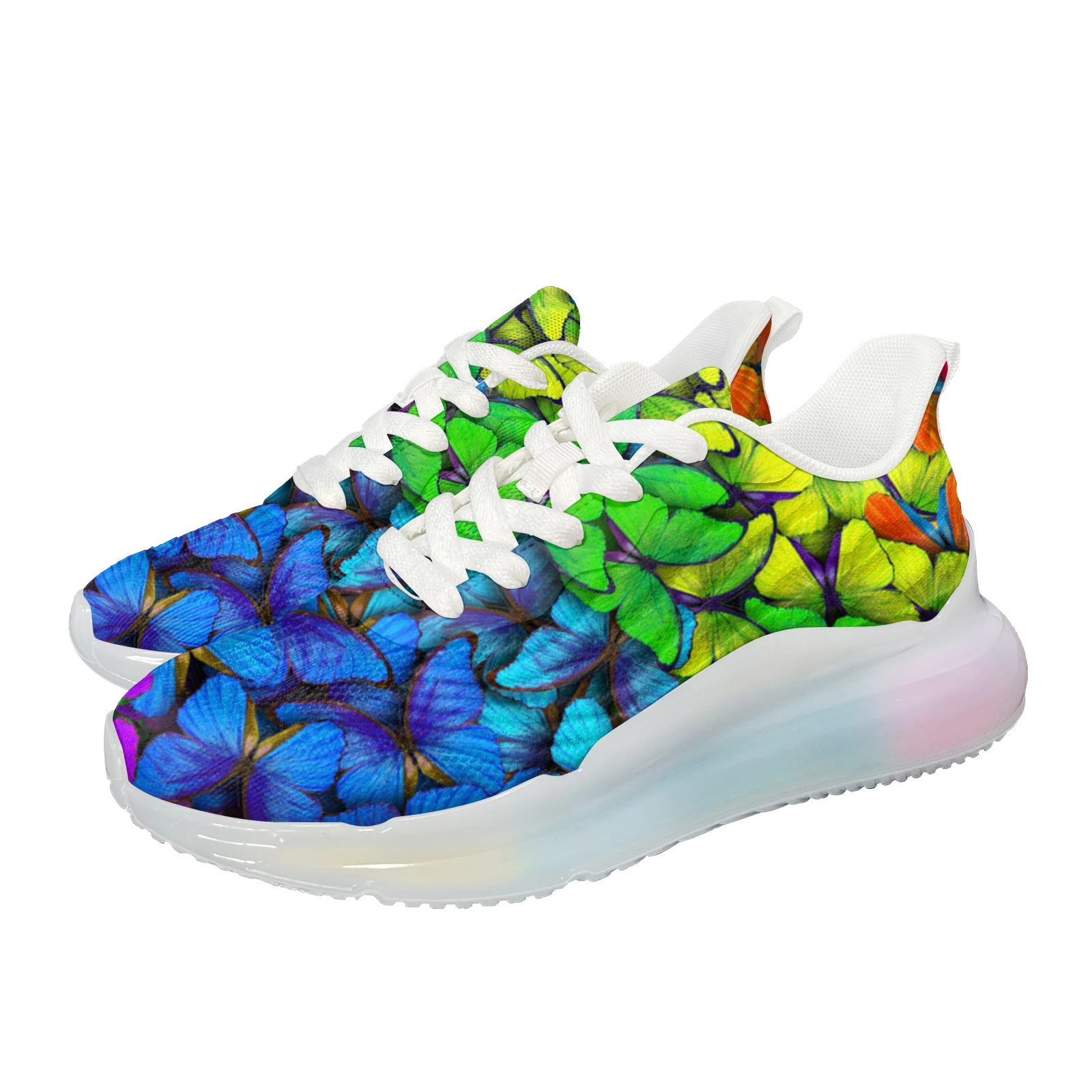 

INSTANTARTS Color Butterfly Flower Ladies Trendy Air Cushion Shoes Heightening Shoes Ladies Sneaker Casual Walking Shoes Zapatos