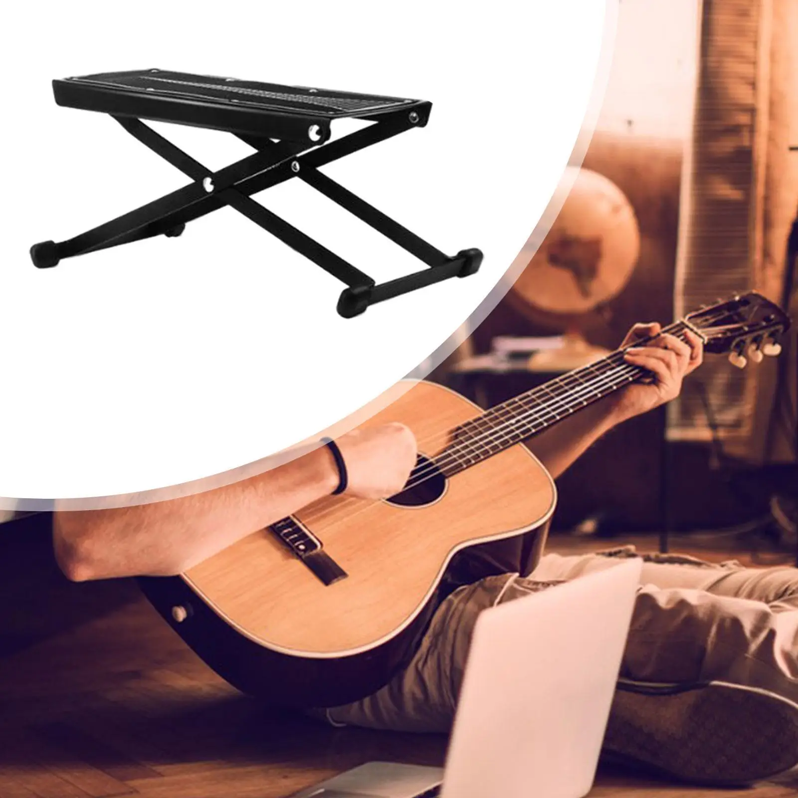 Guitar Foot Stool Footrest,Stable,Folding Non Slip 6 Position Height Guitar Foot Rest Stand for Classical Acoustic