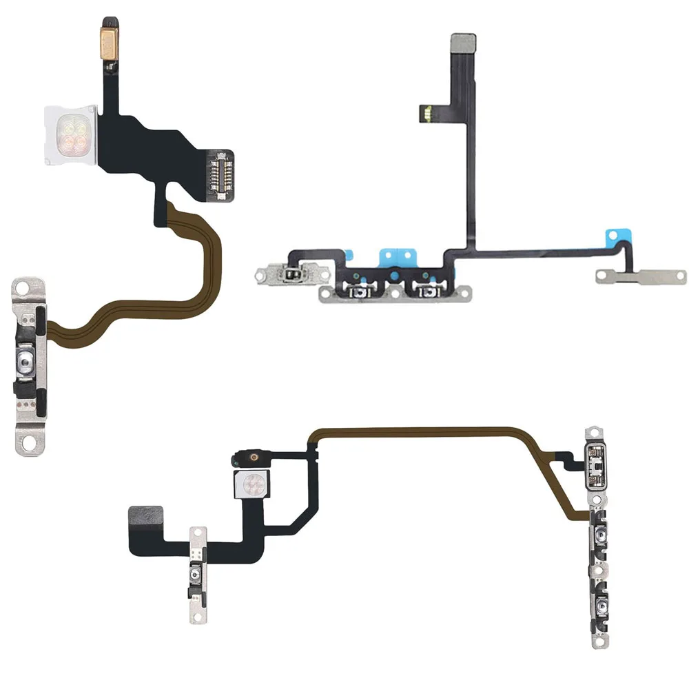 

Power On Off Flex For iPhone X XR XS Max Volume Up Down Side Button Key Ribbon Flex Cable With Metal