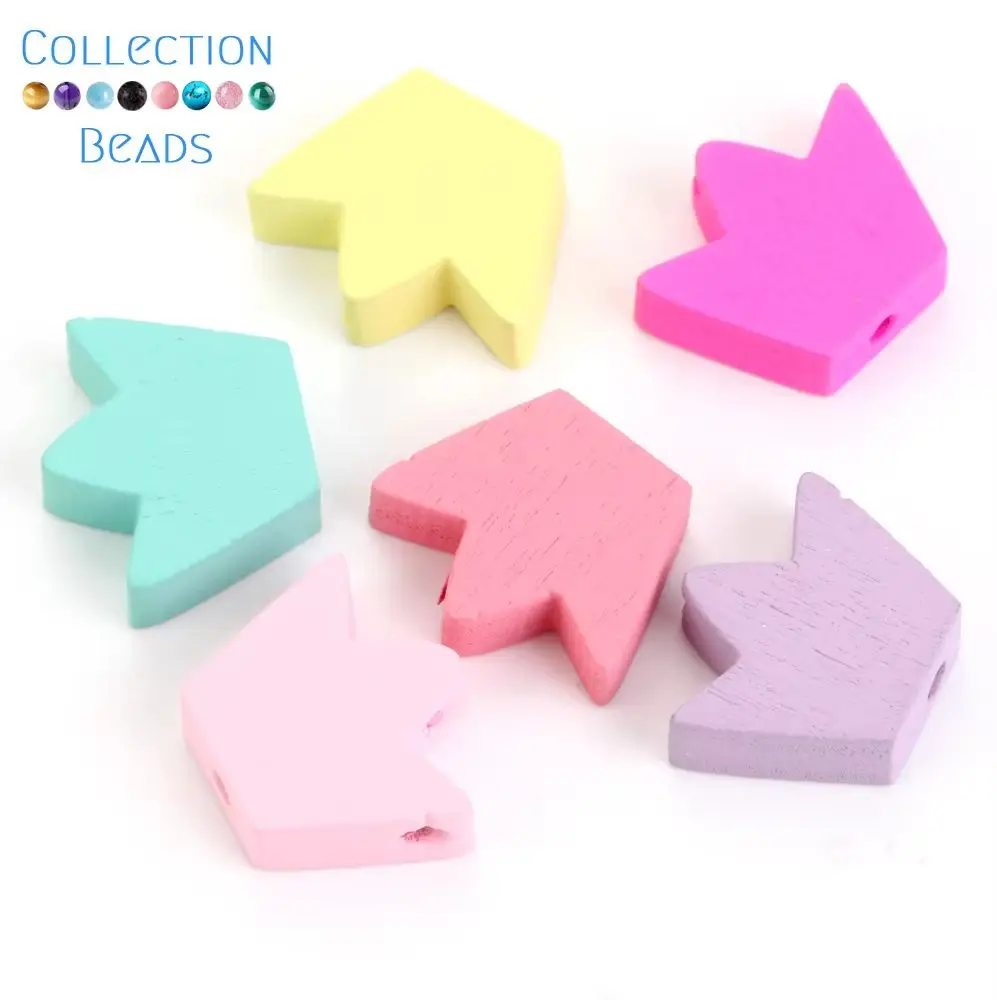 30pcs 15x13mm Colorful Natural Wooden Beads Crown Loose Spacer Beads For DIY Bracelet Jewelry Making Handmade Accessories