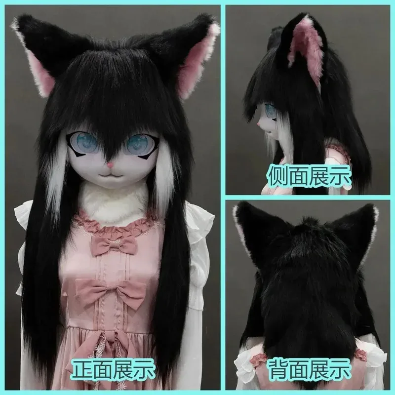 CyKig Fursuit Kigurumi Headset Furry Cosplay Costume Paw Head Base Comiket Furry Animal Cat Rabbit Doll Beast Mask Cosplay Costu