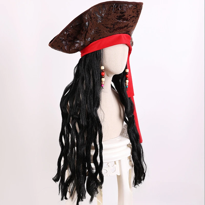 Synthetic Black Long Curly Wig Pirate Captain Cos Wig Cosplay Wig image 3