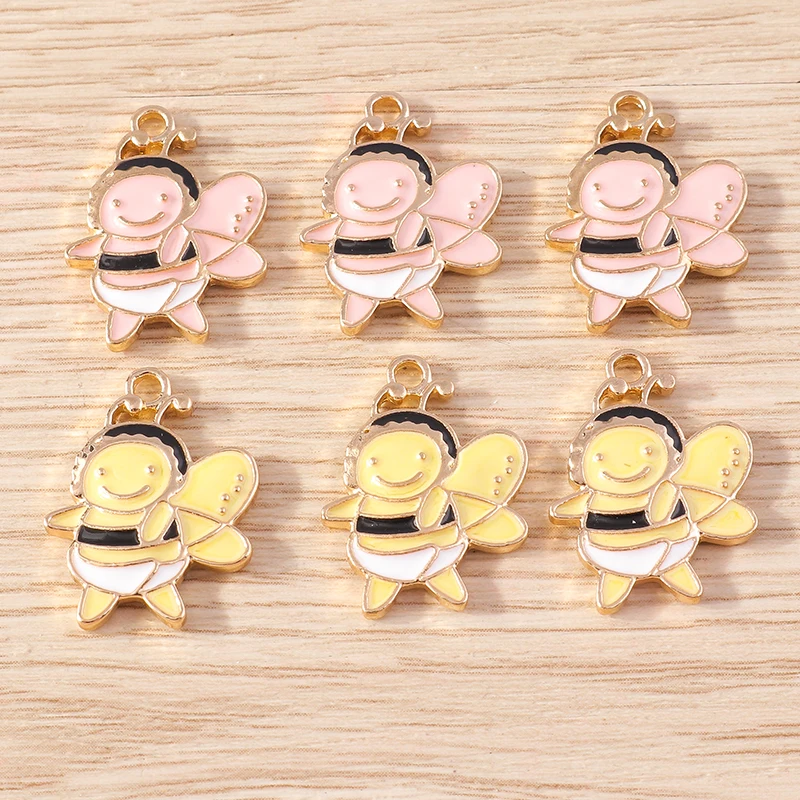 10pcs Cartoon Animal Charms Enamel Honey Bee Charms Pendants for Jewelry Making Earrings Necklace Bracelets DIY Crafts Supplies